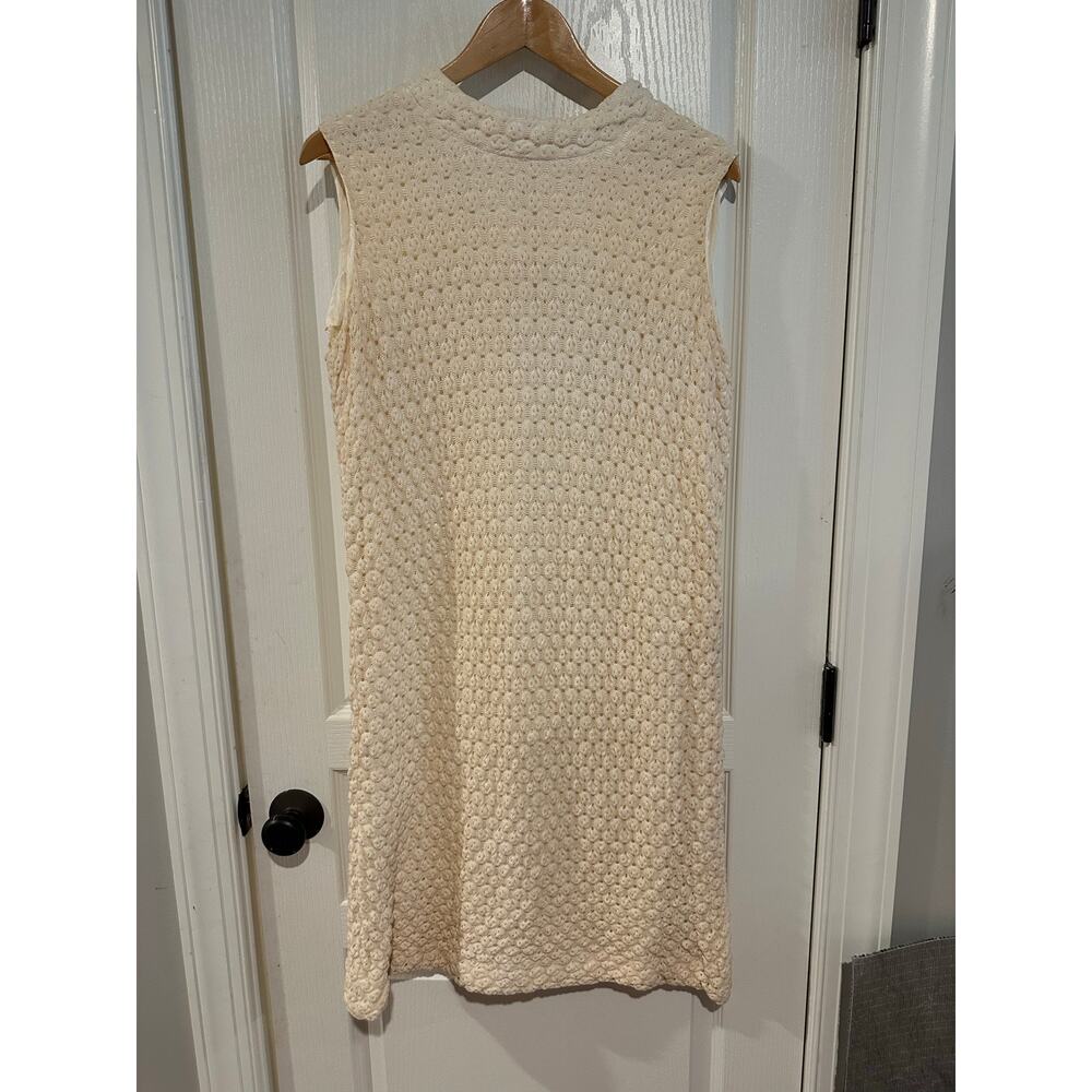 Vintage Cream popcorn knit dress approx size Medium 1960s Lisa Roberts of Miami